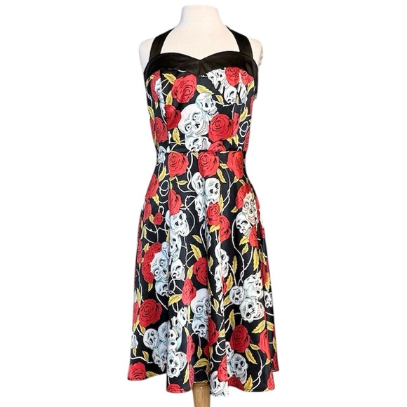 Dresstells Goth Dress Rose Skull AOP Retro XXL 2X - Picture 1 of 6